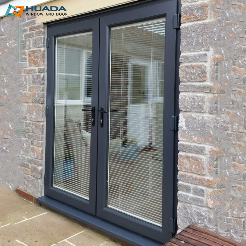 Exterior Double Front Entry Doors Hurricane Impact Swing Style Aluminum Alloy French Windows and Doors for House