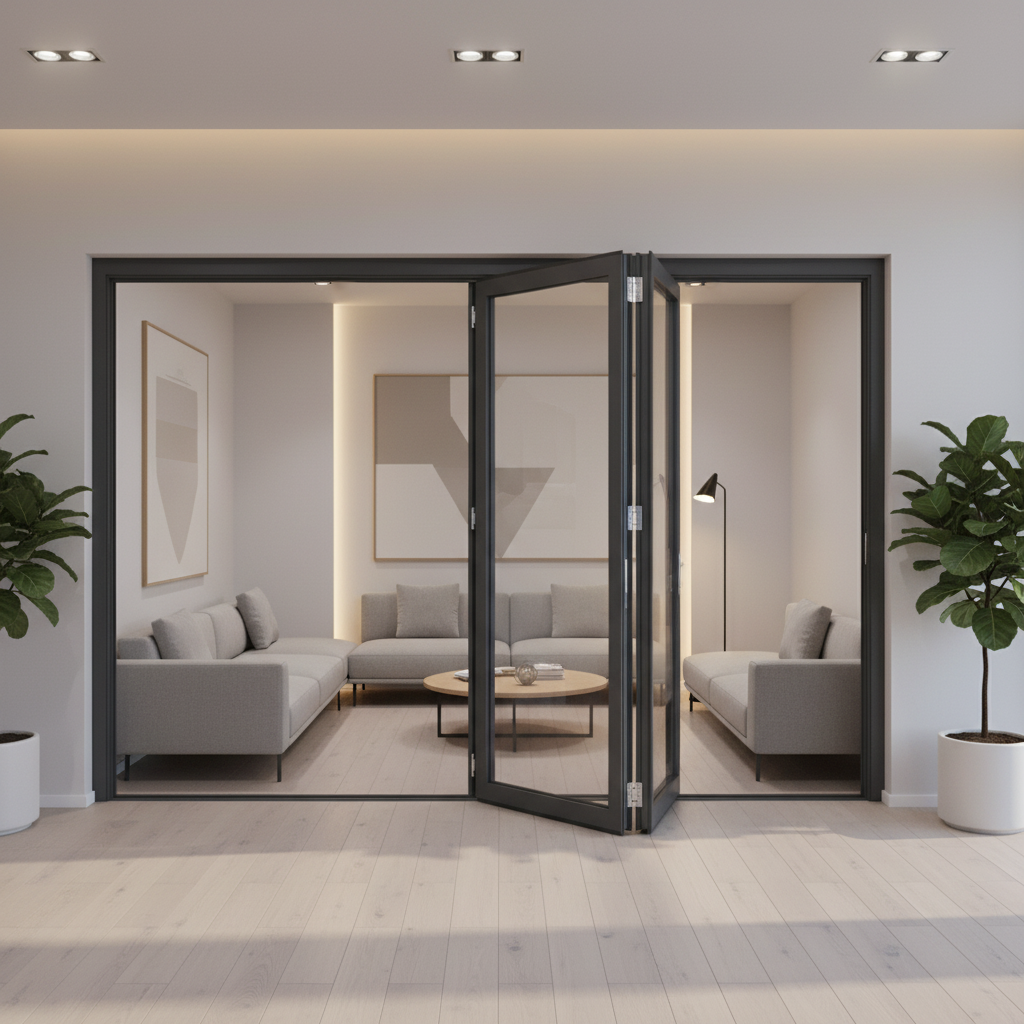 Foldable Transparent Partition Sliding Door Waterproof Kitchen Living Room Bedroom Bathroom Entry Hotel Indoor Divider Aluminum