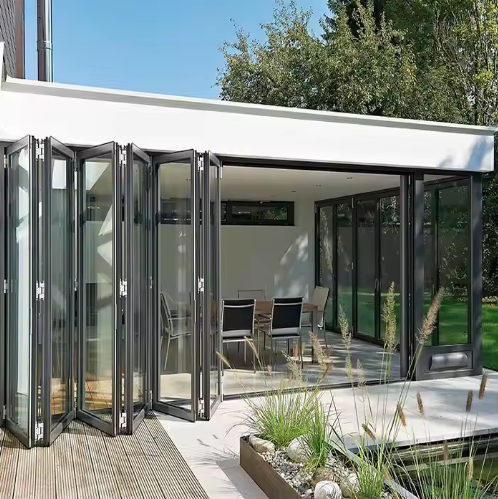 Heavy Duty Modern Design Thermal Break Aluminum Accordion Door Foldable Bifold Retractable Fly Screen Finished Surface