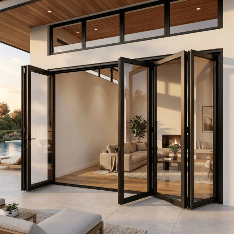 Cheap Thermal Insulated Anti rust Aluminum Folding Door for Holiday Cottage, Office Lounge, Coffee Shop