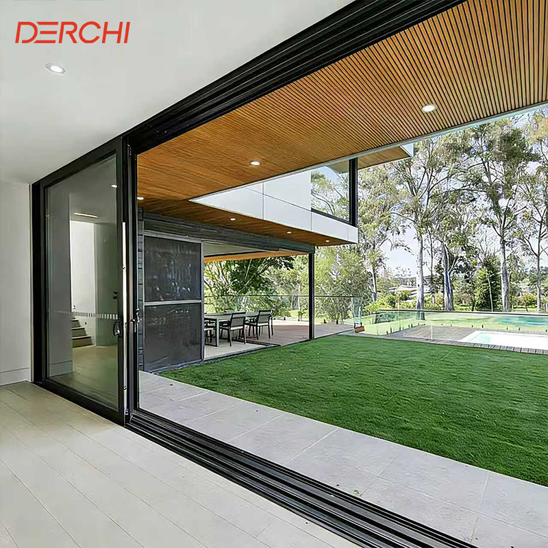 Panoramic Aluminum Energy Efficient Double Big Glass Multi Panel Door Heavy Duty Multi-Panel Outdoor Sliding Doors