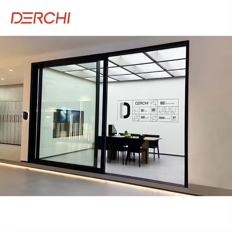 DERCHI NFRC Aluminium Balcony Slide Door Price Aluminum Double Glass System Thermal Insulation Sliding Patio Doors With Screen