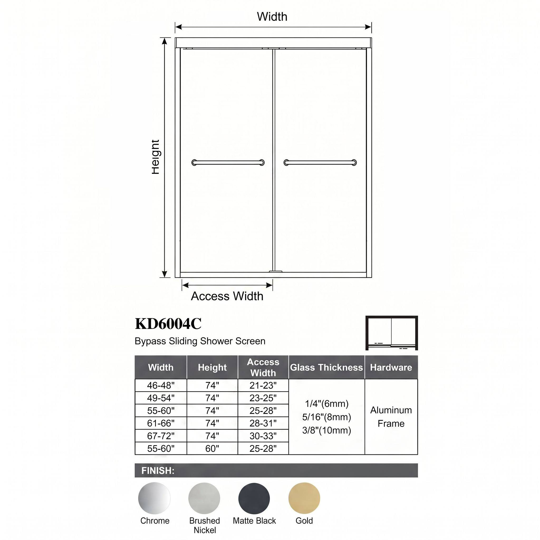 Hotel Apartment Aluminum Frame Double Bypass Sliding Shower Door Enclosure Bathroom Glass Cubicle CE SGCC Certified
