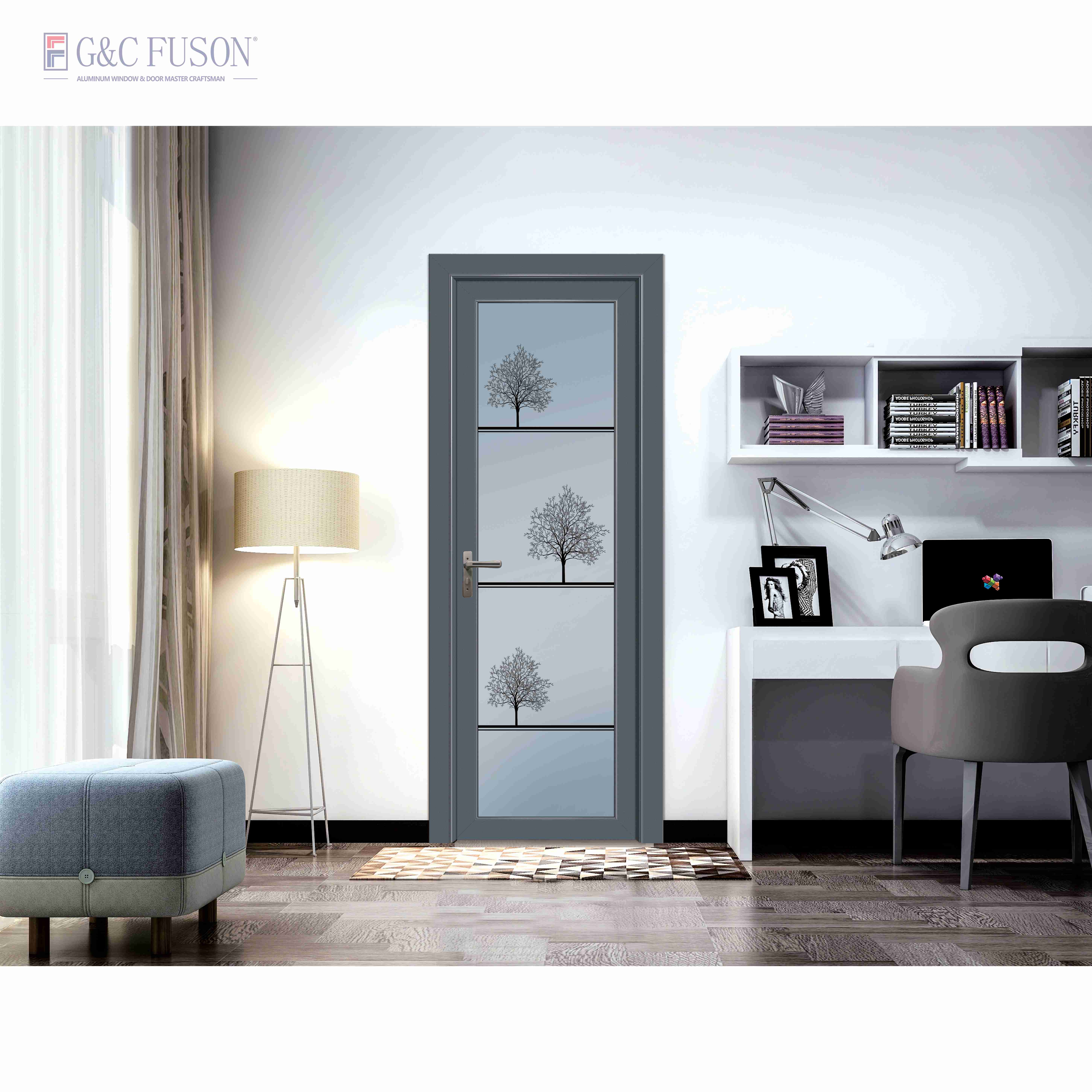 Fuson Chinese Supplier 10 Year Warranty Security Exiterior French Aluminum Frame Kitchen Patio Glass Casement Door
