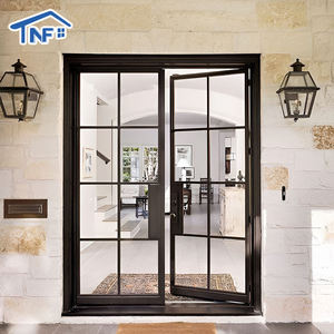 Soundproof Black Aluminum Frame Casement French Patio Entry Door
