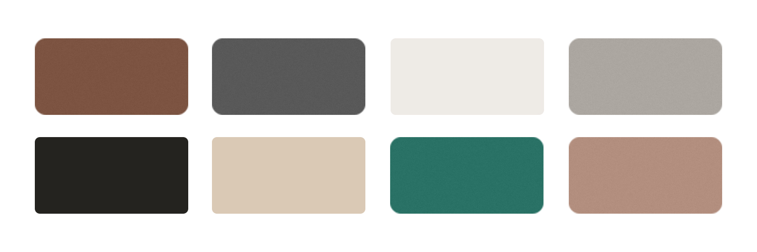 Various surface treatments and colors