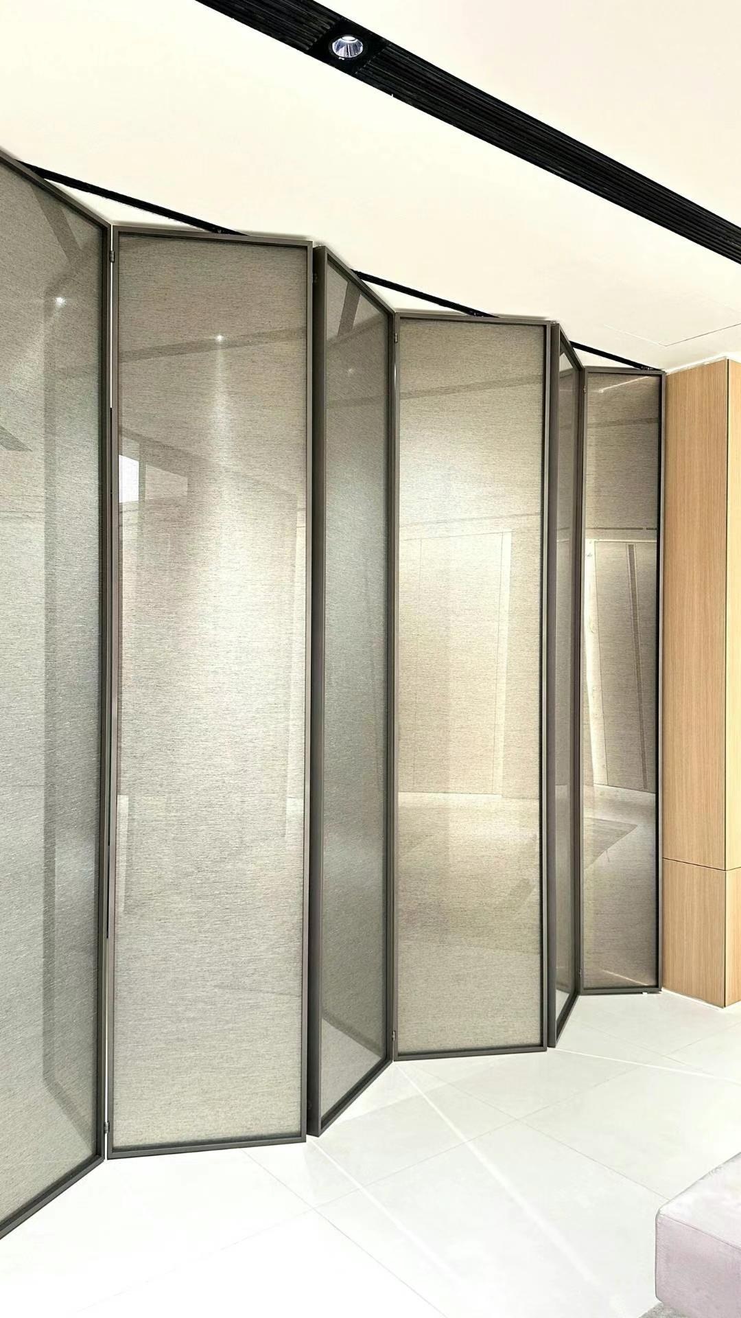 AOSTTER Large Size Concertina Aluminum Folding Door with Multi-Point Locking Sound Dampening Glass for Balcony