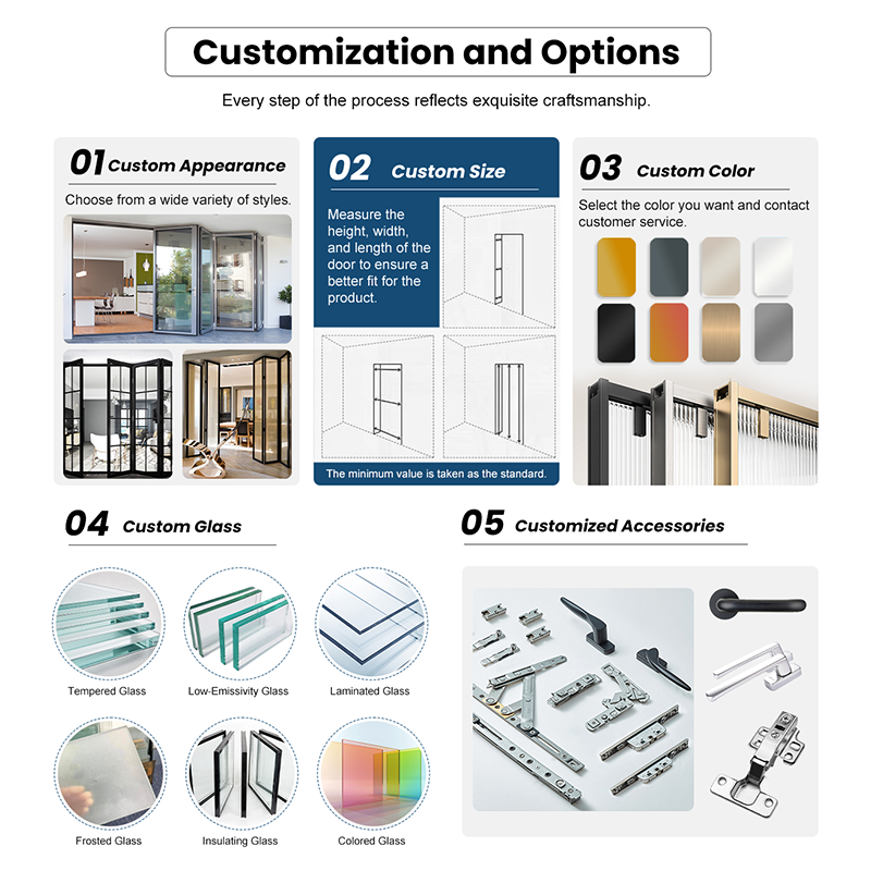 Modern Sliding Folding Glass Door Aluminum Stacking Panoramic Accordion Foldable Sliding Doors Balcony Folding Door