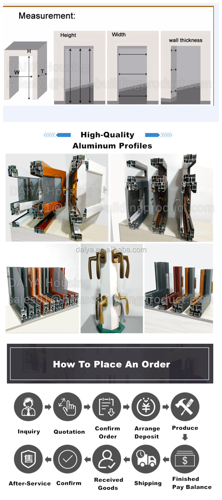 DAIYA Half Glass Aluminum Sliding Door for Kitchen with Low E Sliding Door