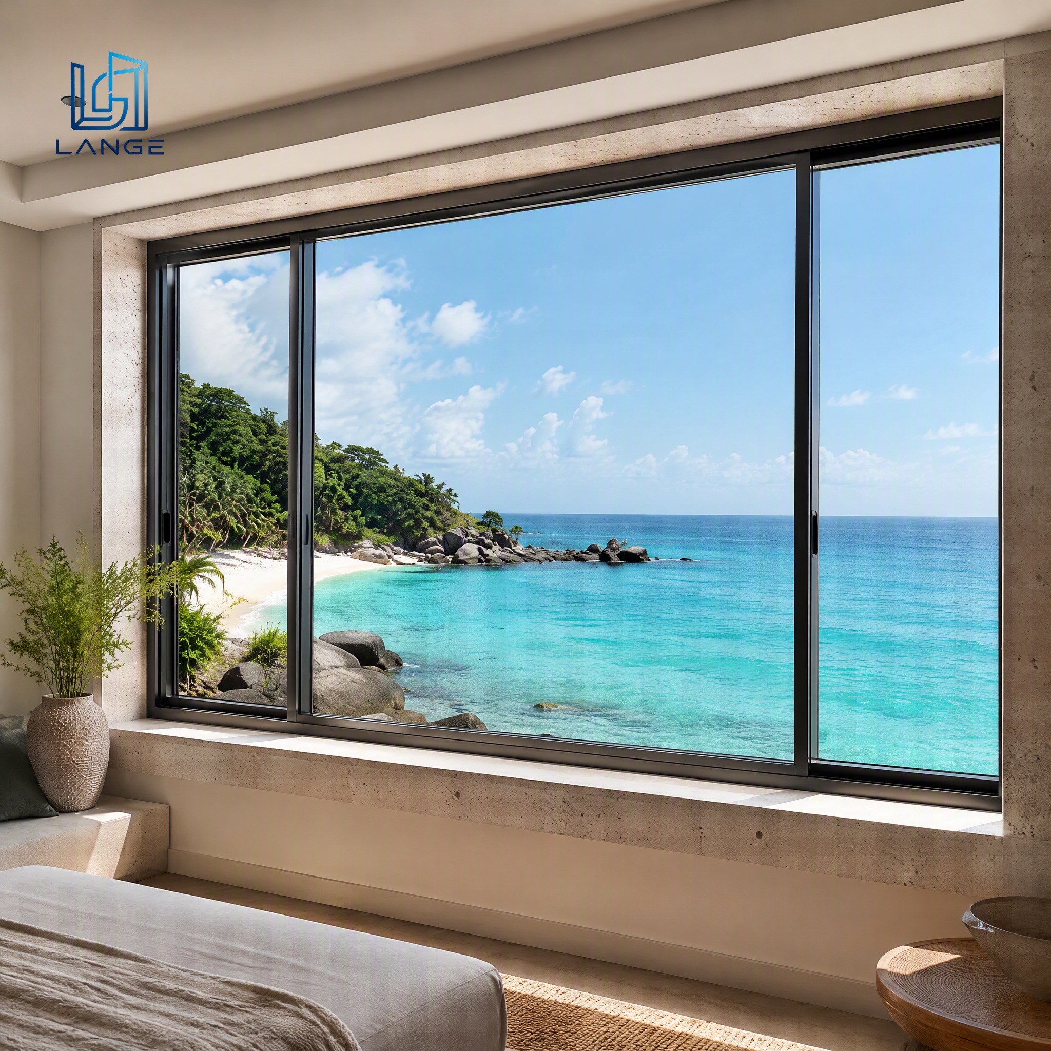 Sea-Side Coastal Grade Aluminum Sliding Window Anti-Corrosion Thermal Break Exterior Glass Windows for Beach Resort