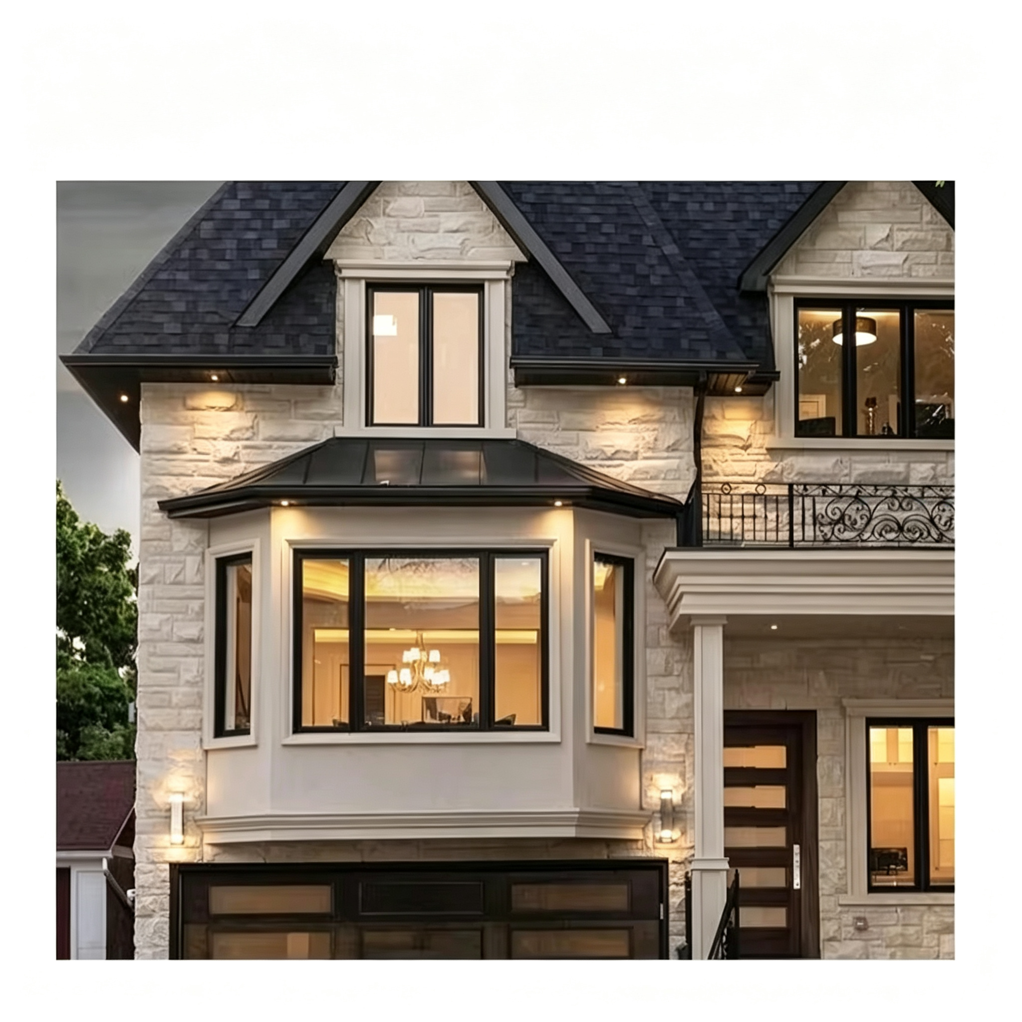 Windows New York Soundproof Wooden Frame Window High End Aluminum Frame Aluminum Clad Wood Bay Window