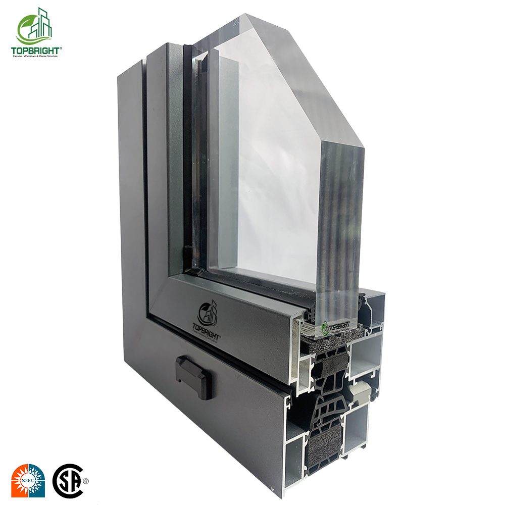 Topbright Modern Entry Custom Thermal Break Insulated Energy Efficient Soundproof Double Glazed Aluminum Casement Window