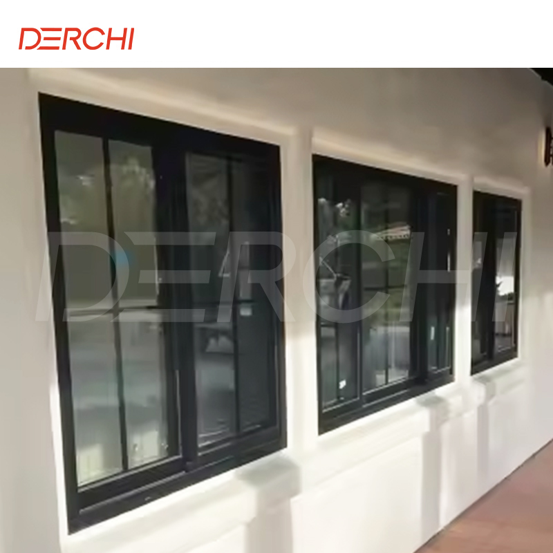 DERCHI AS2047 NFRC Simple Design Hurricane Impact Window Soundproof Double Glass Energy Efficient Aluminium Sliding Windows