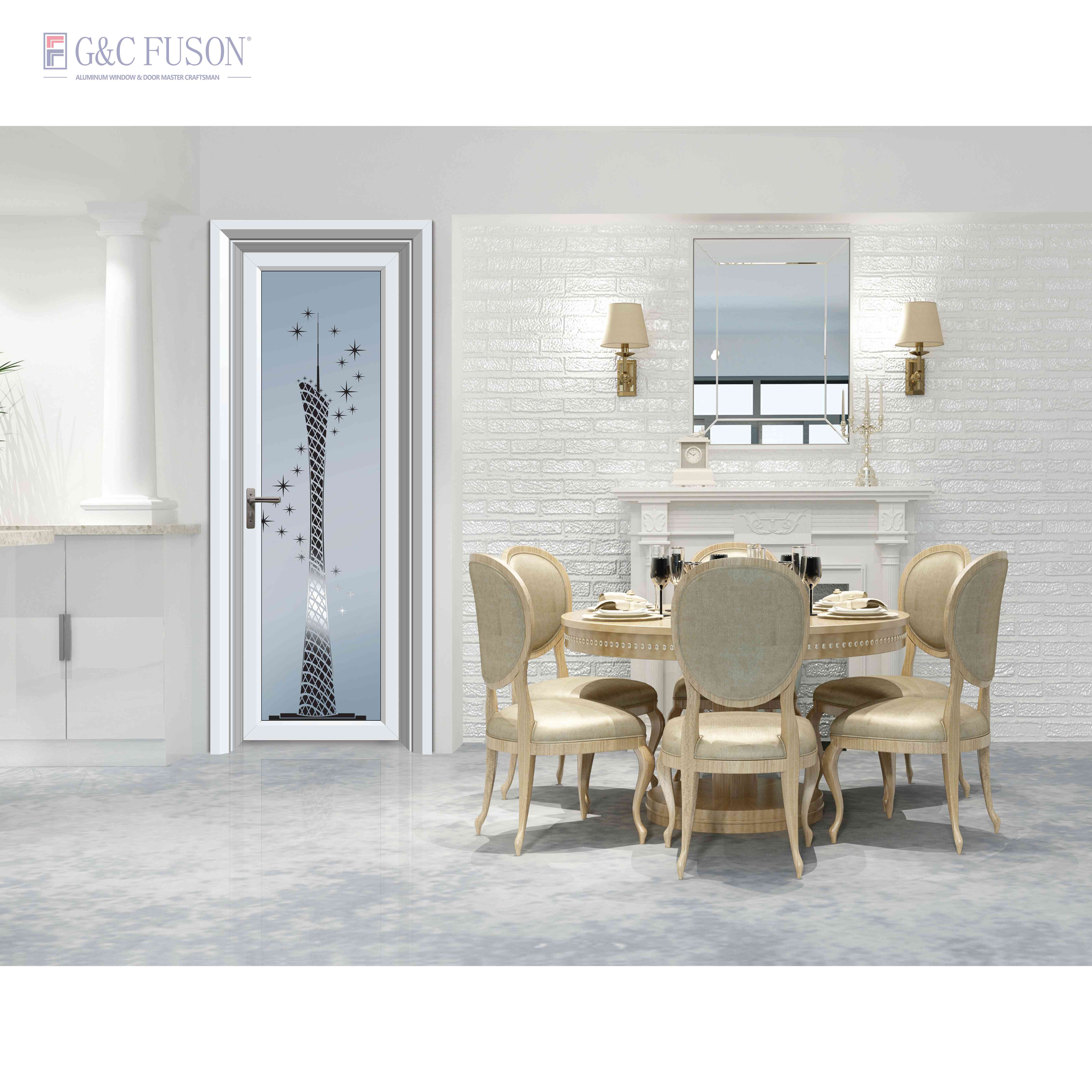 Fuson Chinese Supplier 10 Year Warranty Security Exiterior French Aluminum Frame Kitchen Patio Glass Casement Door