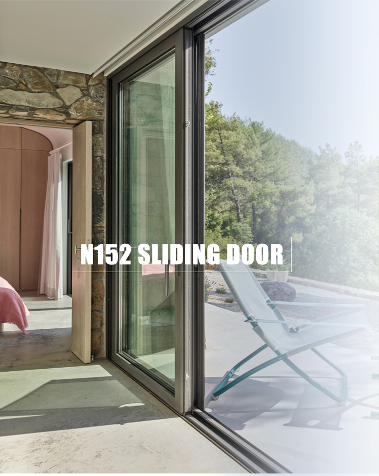 Modern Design Black Aluminum Sliding Door Glass Door Lift Easy Open Energy Efficiency Tempered Glass Patio Sliding Door