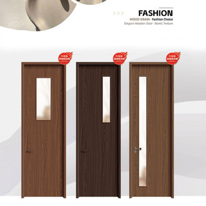 Glass Panel Wooden Doors with Aluminum Frame