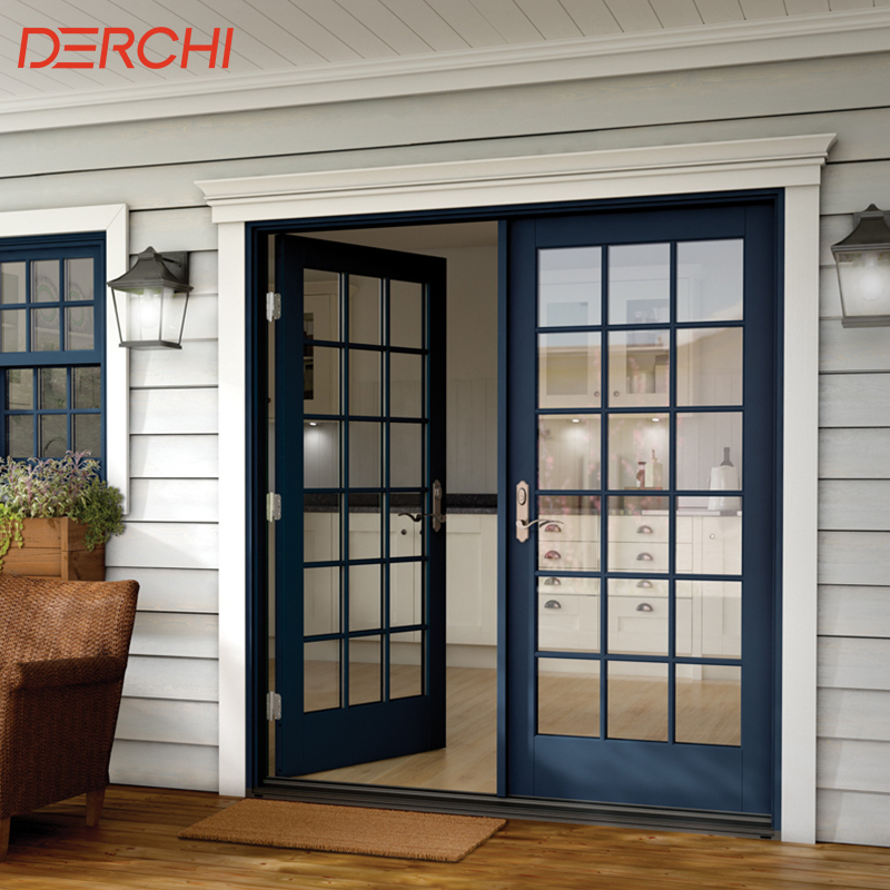 Luxury Slim Frame Aluminum French Door Double Tempered Glass Exterior Patio Door Manufacturer