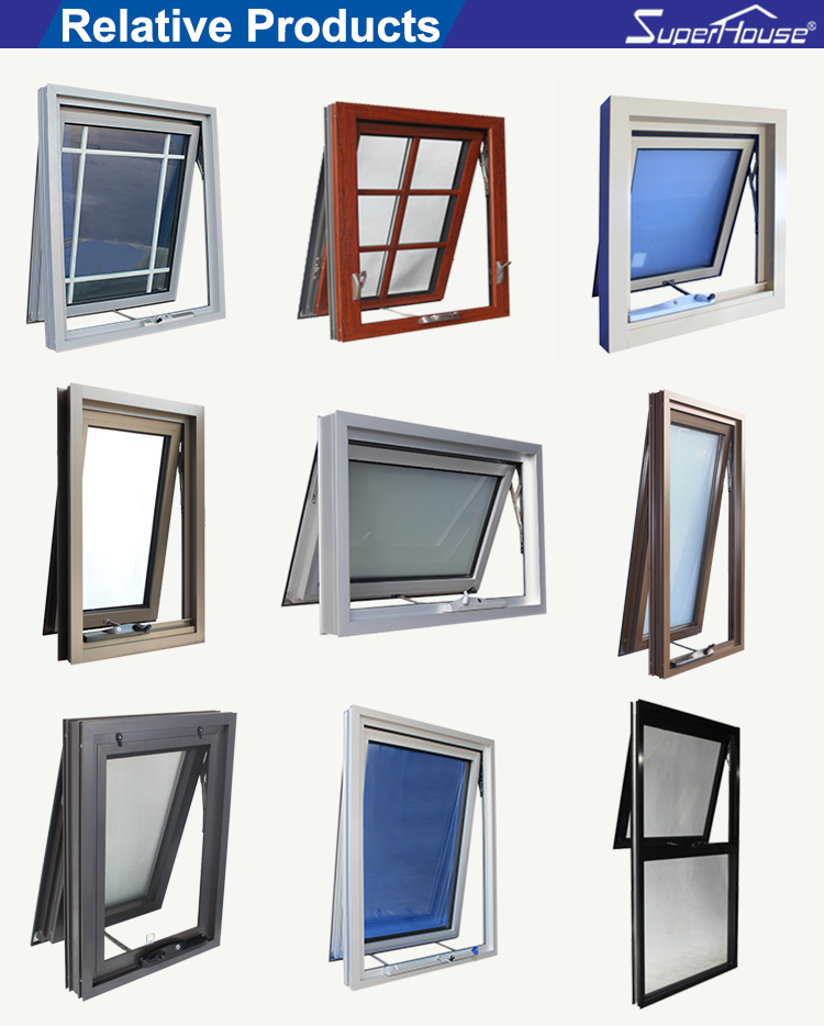 superhouse Cheap Aluminum windows Passive House Energy Rating Super Strength Steel Aluminium clear Glass Crank Awning Window