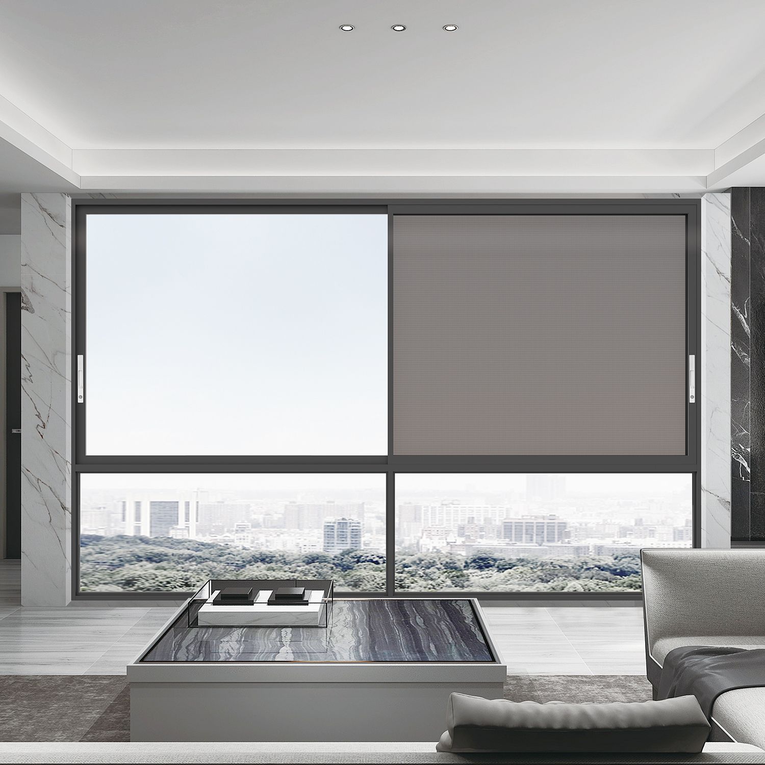 Double Glazed Aluminum Sliding Doors Windows Frameless Soundproof Sliding Glass Windows Customizable Size Kitchen Use