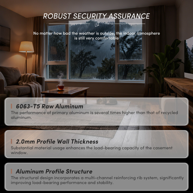 OUNA Hurricane Proof Aluminum Double Glass Casement Window Triple Glaze Tilt Turn Or Awning Swing Windows For House With Screen