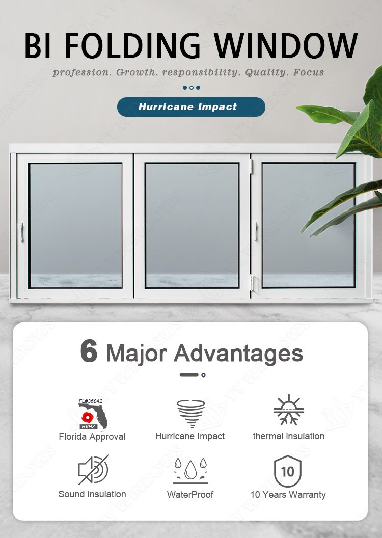 Double Glazing Aluminum Bi Folding Windows