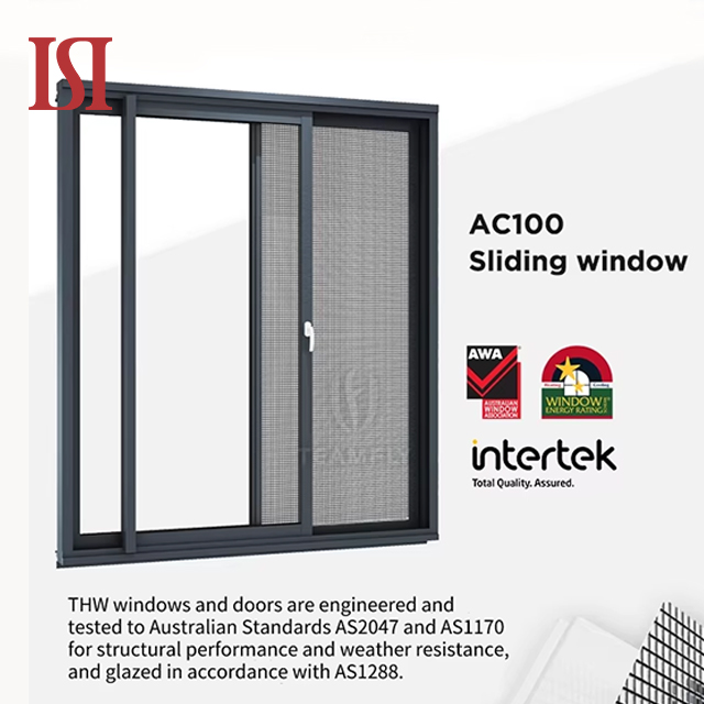 Modern Style AC100 Aluminum Alloy Frame Sliding Window Open Horizontal Magnetic for Living Room Stainless Steel for Apartments