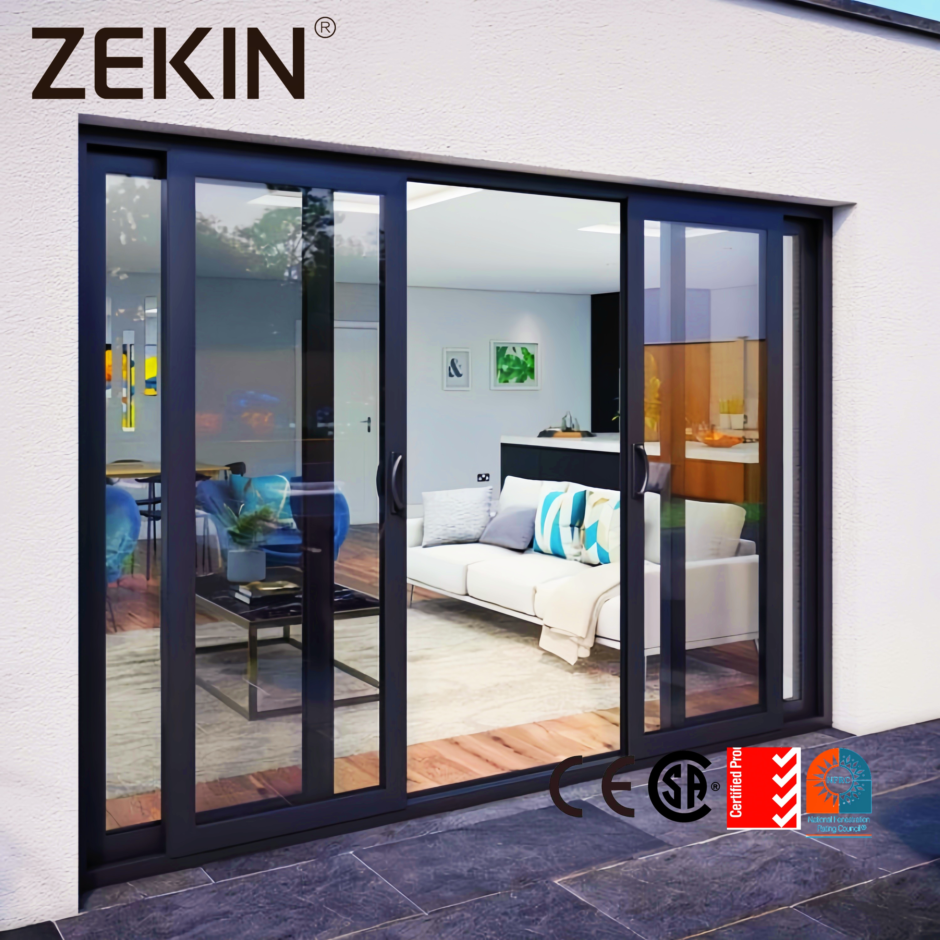 Aluminum Sliding Door Customized Balcony Aluminum Sliding Glass Door Panoramic Double Tempered Glass Sliding Patio Door
