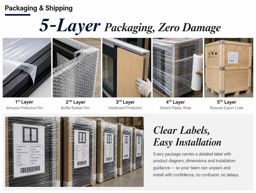 Energy Saving Aluminum Clad Wood Casement Window Outward Opening Home Replacement Window