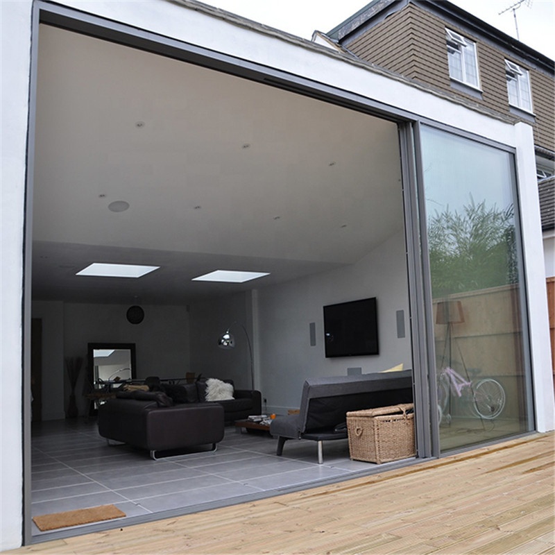 DAIYA Half Glass Aluminum Sliding Door for Kitchen with Low E Sliding Door