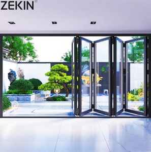 Customized Balcony Sliding Folding Doors with Blinds Aluminium Bi-fold Doors