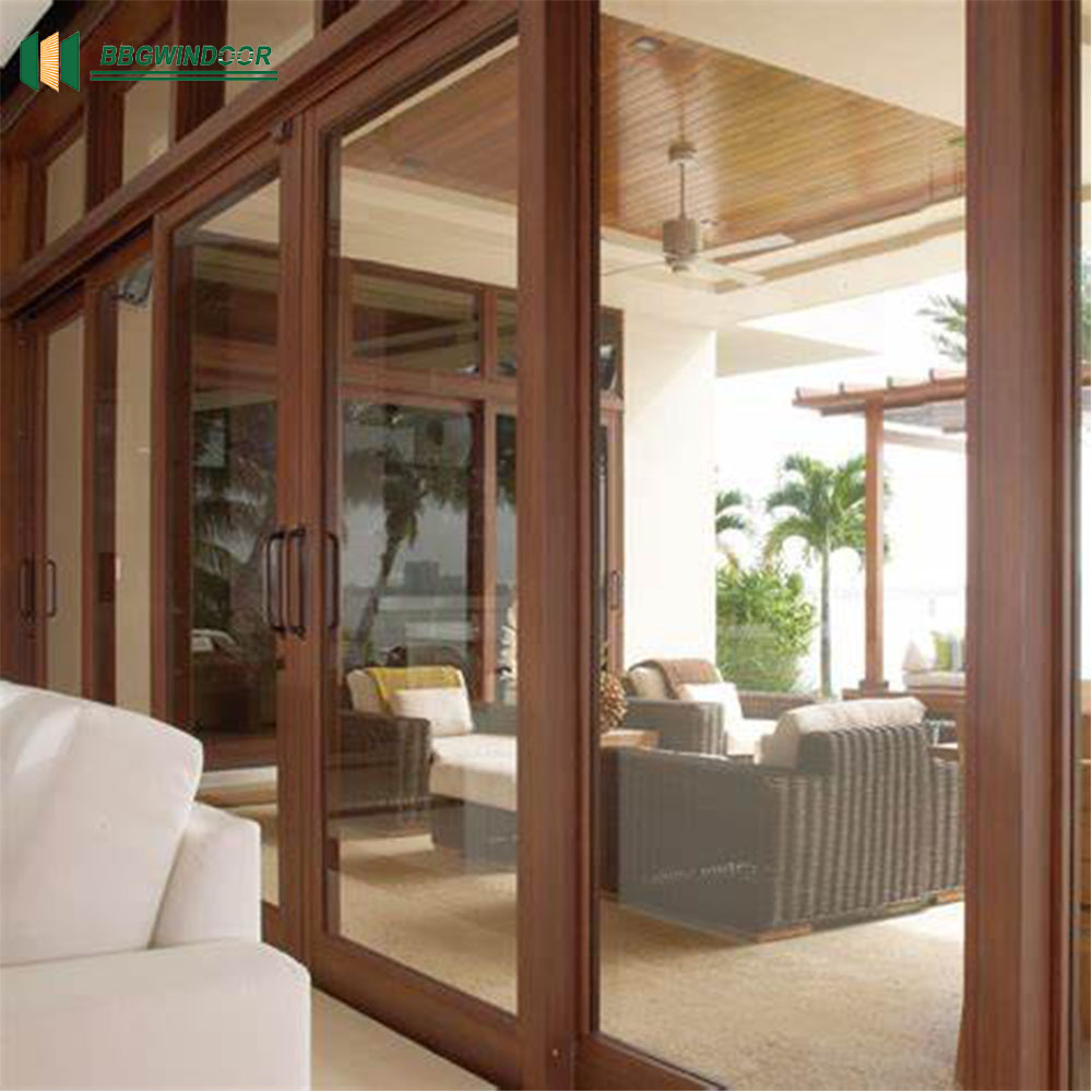 Lukliving Modern Style Aluminum Alloy Clad Wood Exterior Sliding Glass Doors with Sound Insulation and Finished Surface