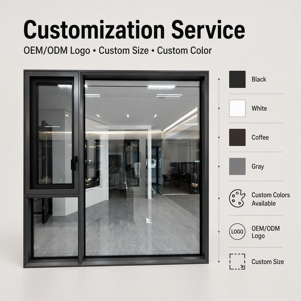 120 Series Casement Window Center Fixed Side Open Thermal Break Aluminum Window