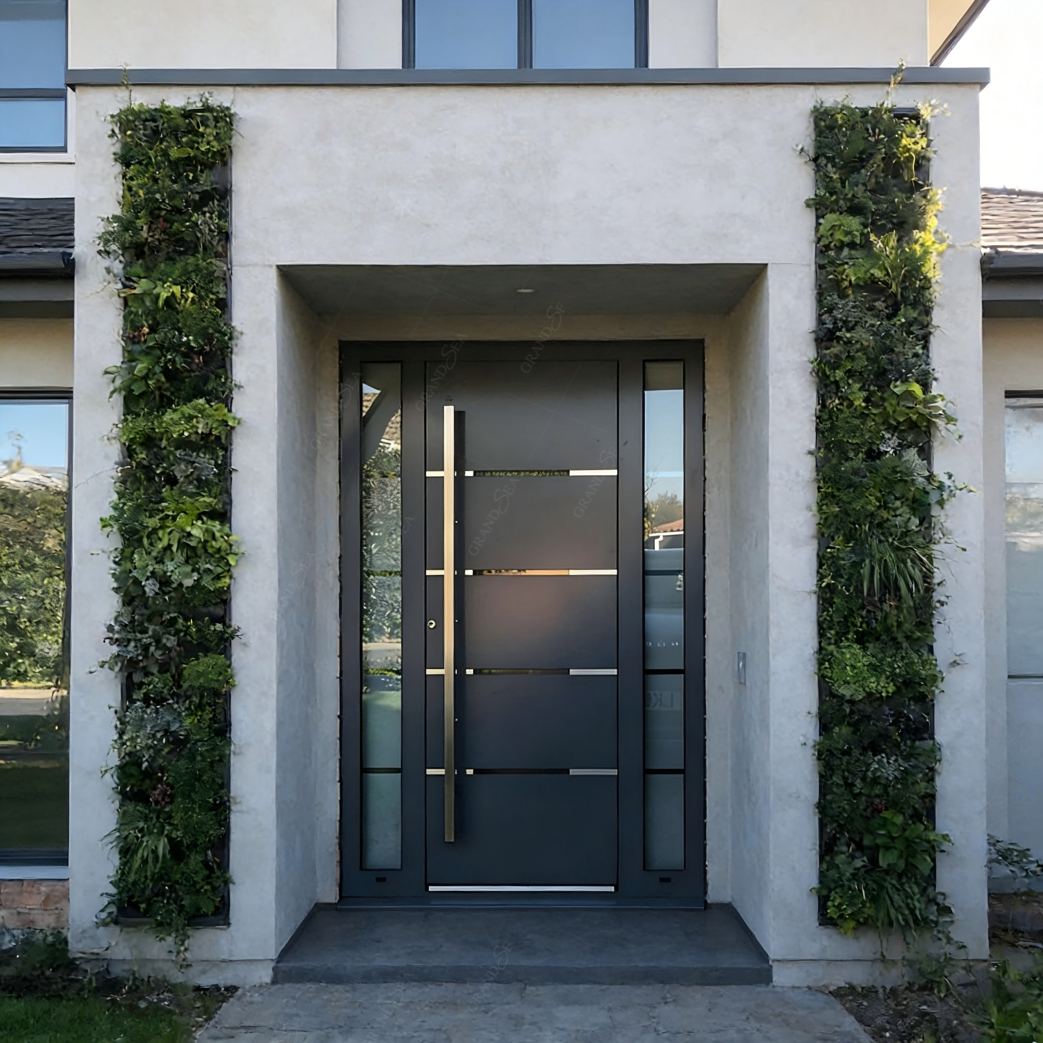 Luxury Villa Entrance Security Doors Aluminium Mental Front Exterior Doors Modern Stainless Steel Pivot Entry Doors Residential