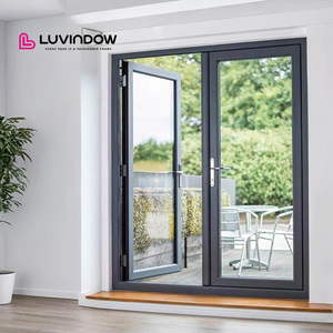 Modern Aluminum Tempered Glass Patio Entrance Doors