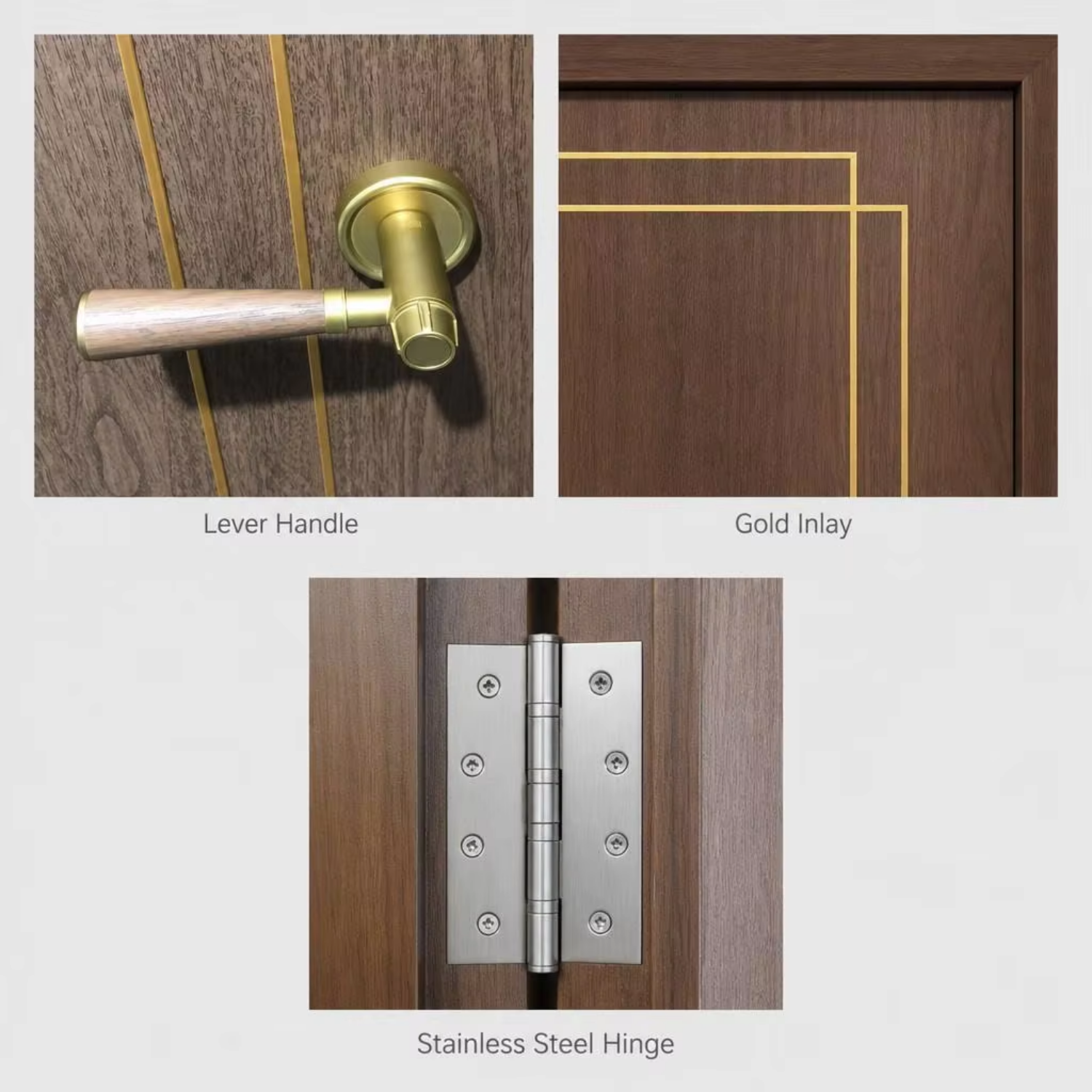 Aluminum Wood Composite Fire Rated Door Listed WH Certified for Apartment Office Commercial Building Modern Interior