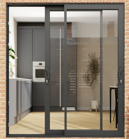 Sliding Aluminum Frame Door with Half Glass Design Single Swing Aluminum Doors for Bathroom and Kitchen