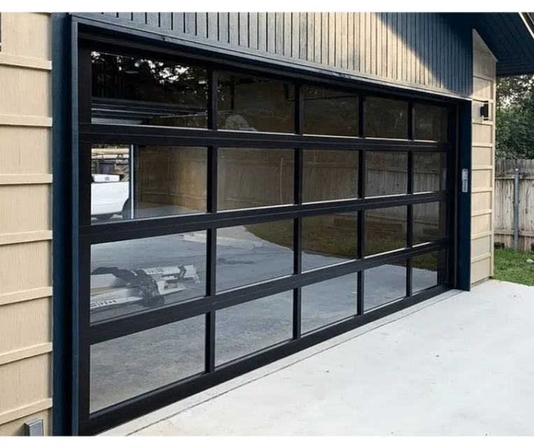 LongTai Transparent glass Windows Aluminium Garage Door Vertical Roll up Screens Doors for Garage Doors
