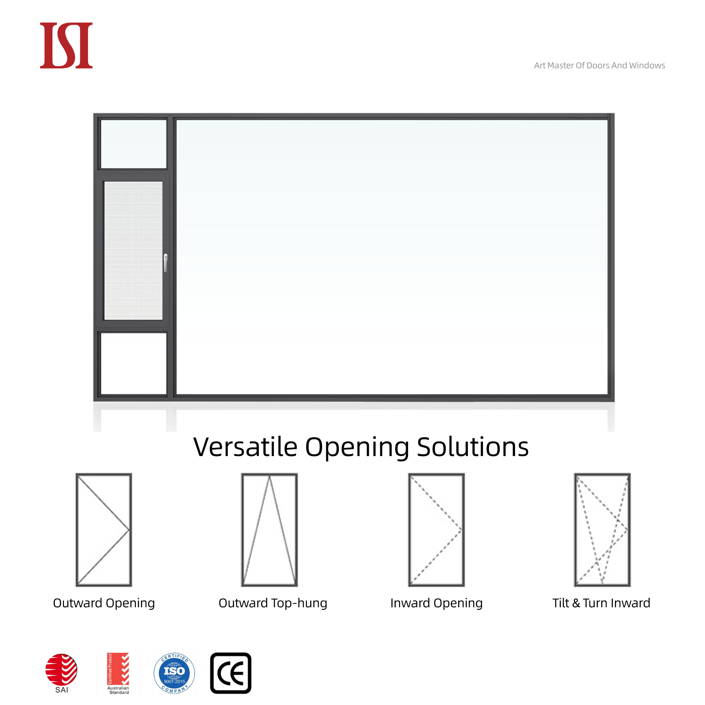 Top Brand Level 8 Thermal Insulation Casement Windows Modern Design with Louver Curtain Optional Intelligent APP System Control
