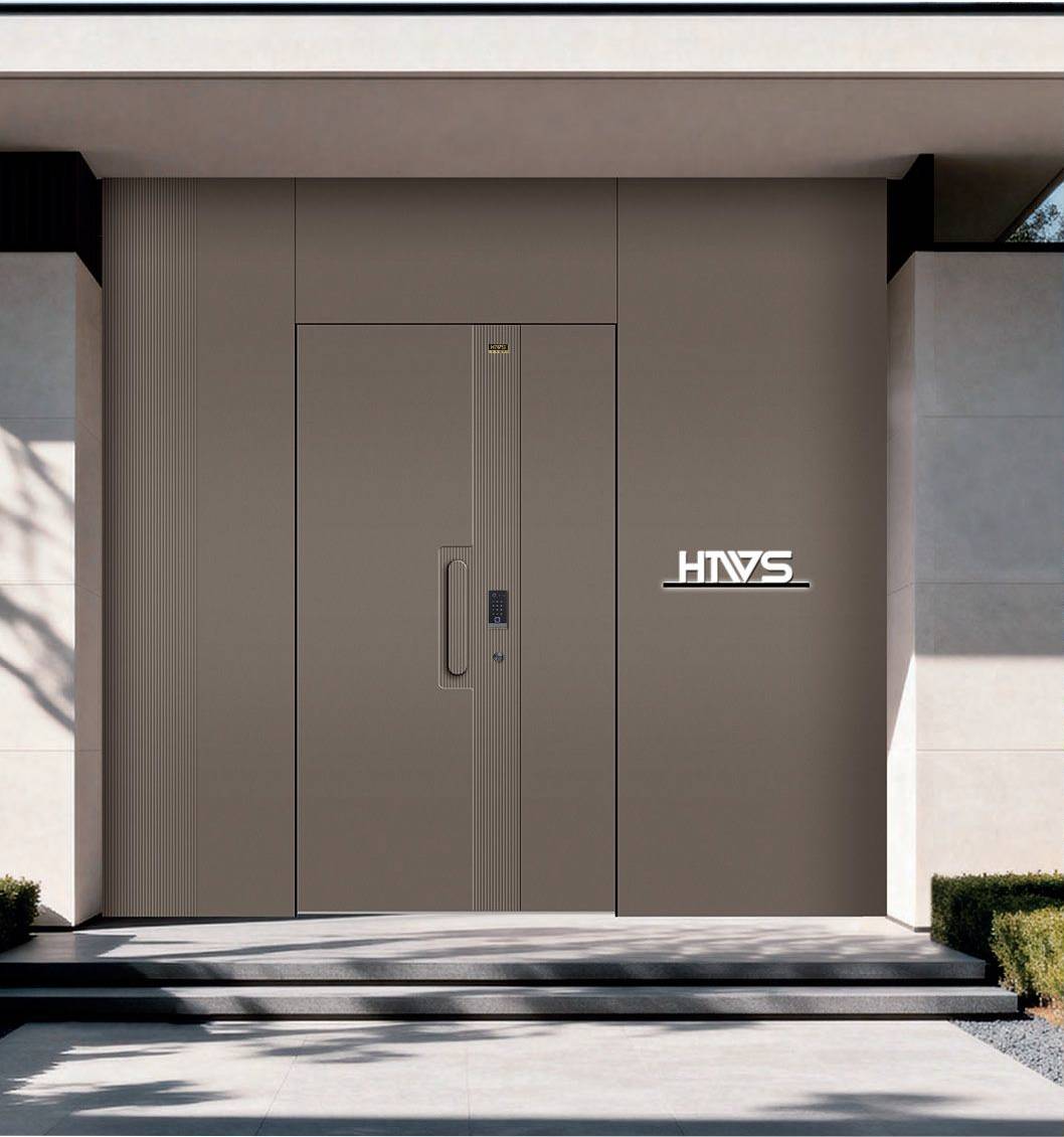 Heavy Duty Aluminum Entrance Door Minimalist Nordic Cross Hatch Grid Pattern Relief Modern Single Front Sound Thermal Insulated