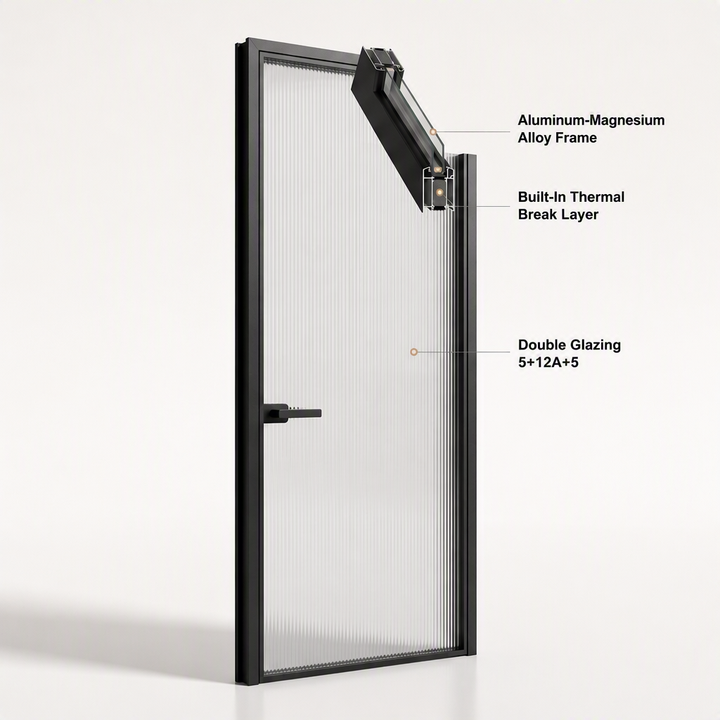 Black Aluminum Magnesium Alloy Bathroom Door Double Glazing Multi-Point Locking Custom Color Modern Shower Partition