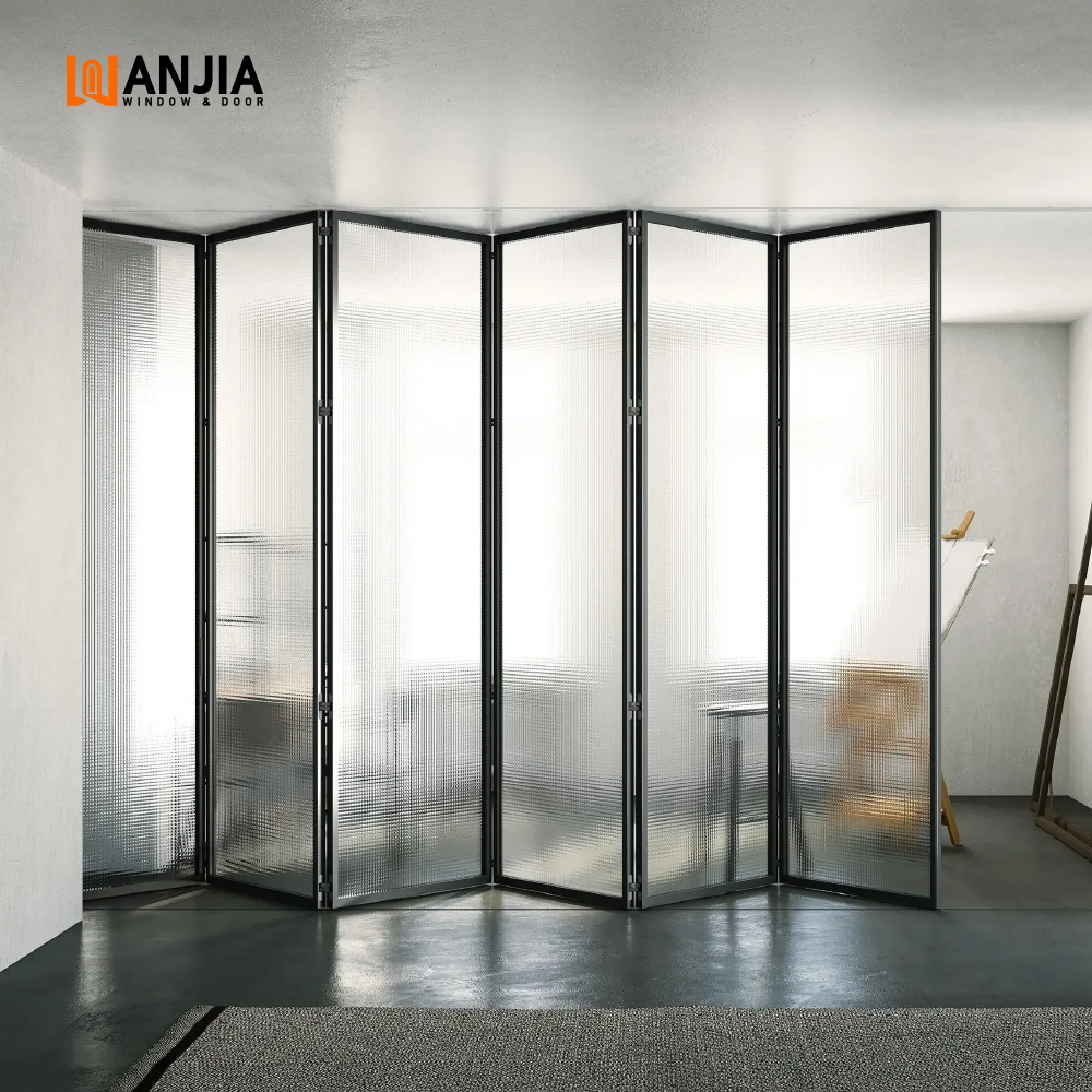 Commercial Interior Smooth Use clear Glass Folding Door Aluminum ultra Slim Folding Partition Door