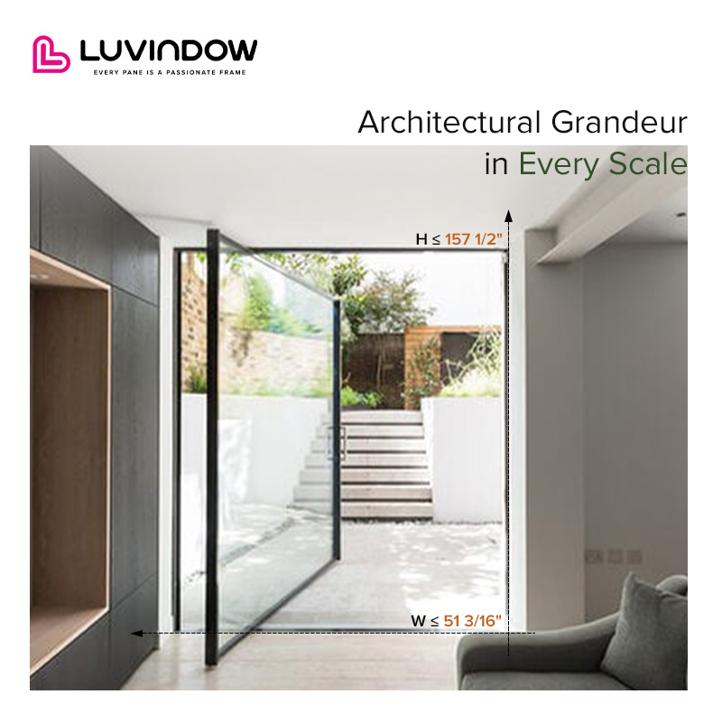 High Performance Thermal Insulation Wide Access Aluminum Pivot Entry Doors for Luxury Builder Residential Projects