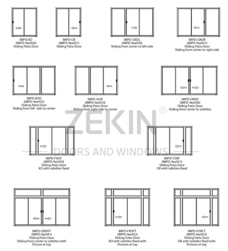 Customized Size Sliding Doors Double Glass Aluminum Doors Energy Efficient Balcony Sliding Patio Door For Sale