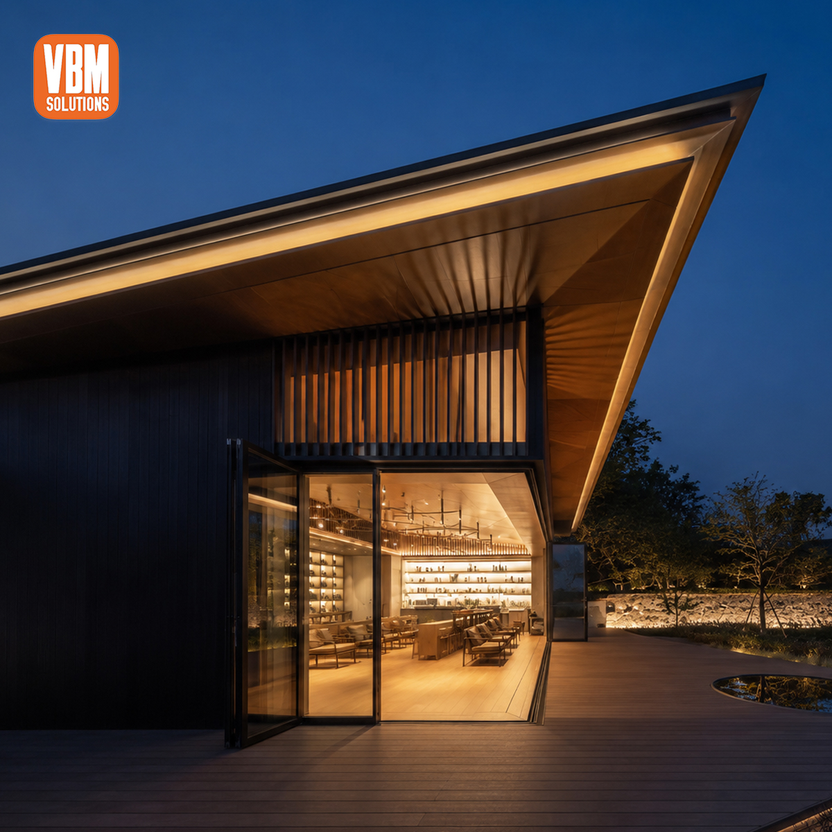 Slim Frame Aluminum Folding Door for High End Outdoor Lounge and Hospitality Project Openings