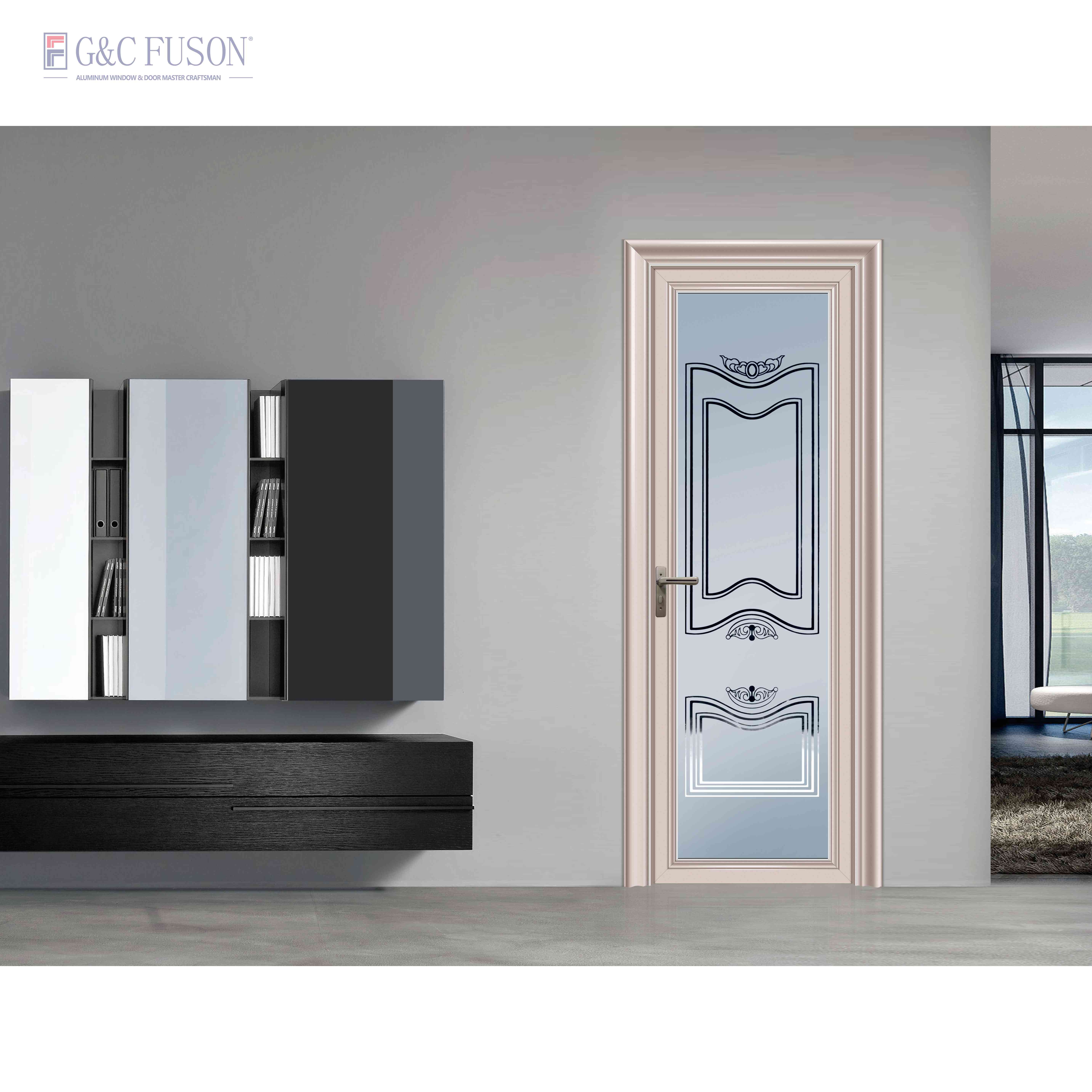Fuson Chinese Supplier 10 Year Warranty Security Exiterior French Aluminum Frame Kitchen Patio Glass Casement Door