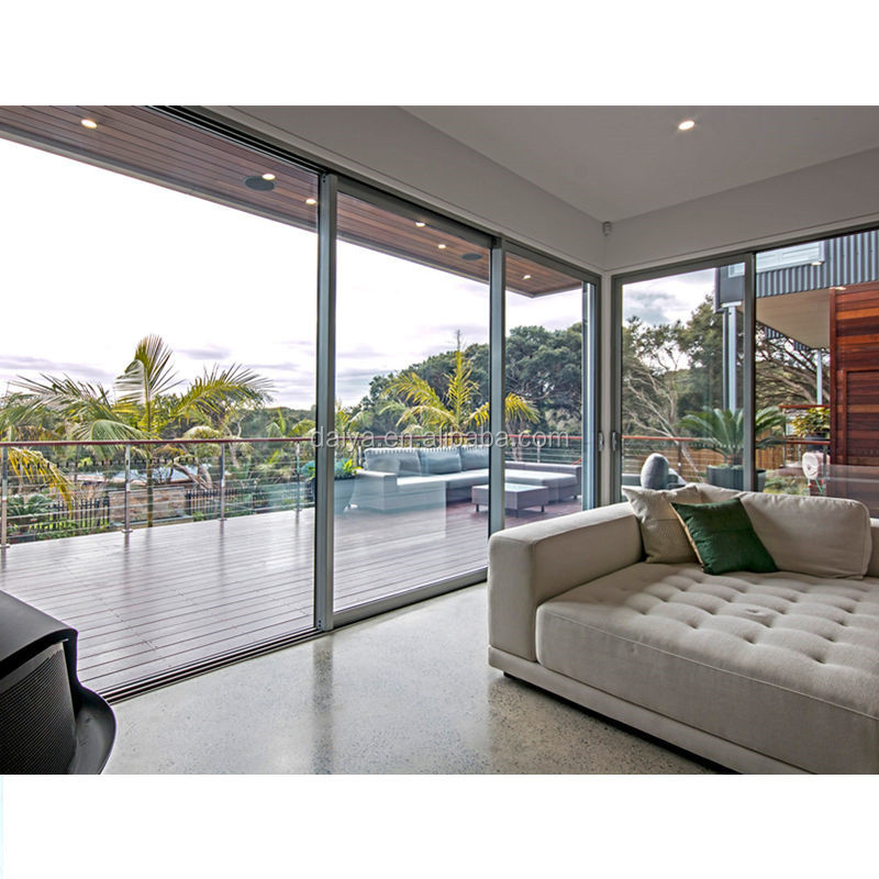 DAIYA Half Glass Aluminum Sliding Door for Kitchen with Low E Sliding Door