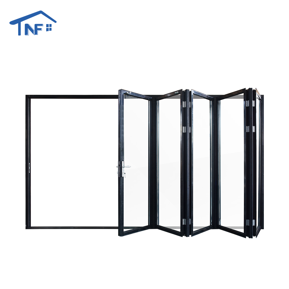 Custom NF Aluminium Folding NFRC Thermal Break Waterproof Double Low-e Tempered Glass Exterior Patio Accordion Bi-fold Doors