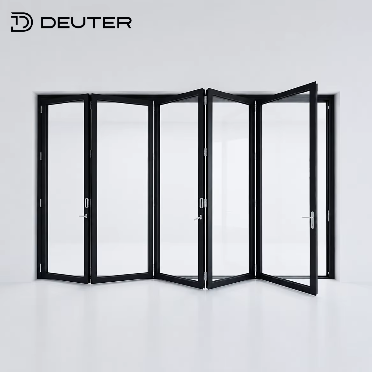Waterproof Aluminum Accordion Folding Door Thermal Break Storefront Bifold Glass Doors Double Glazed Large Opening Urban Street