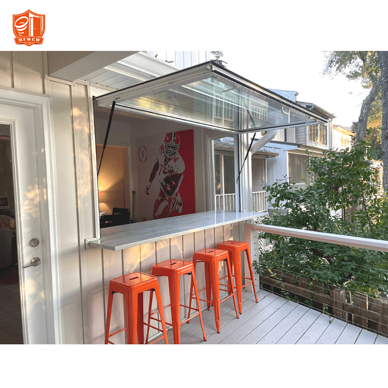Customizable Color Vertical Louver Gas Strut Aluminum Alloy Frame Pass Through Windows Flip Out Push Out Glass Window