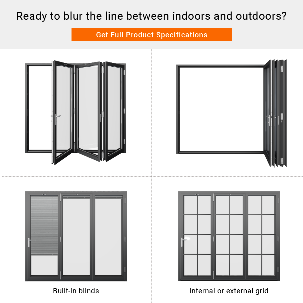 Commercial Interior Smooth Use clear Glass Folding Door Aluminum ultra Slim Folding Partition Door